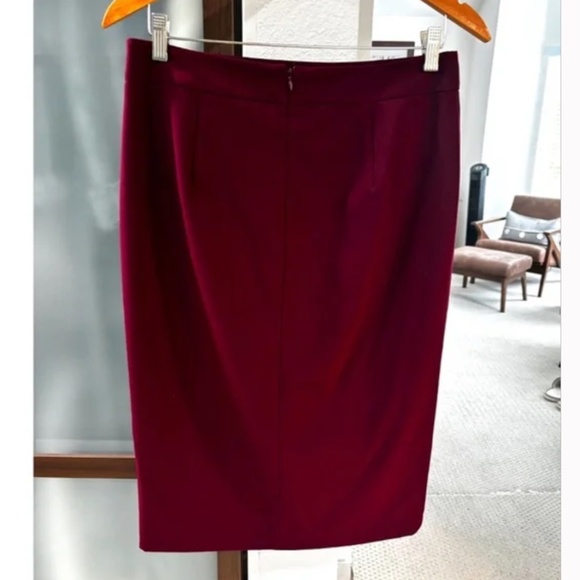 Liz Claiborne Faux Wrap Pencil Skirt - Maroon/Burgundy Size 10 - Picture 3 of 9